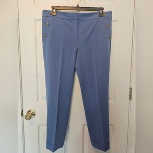 LOFT Blue Cropped Women's Pants with Button Detail